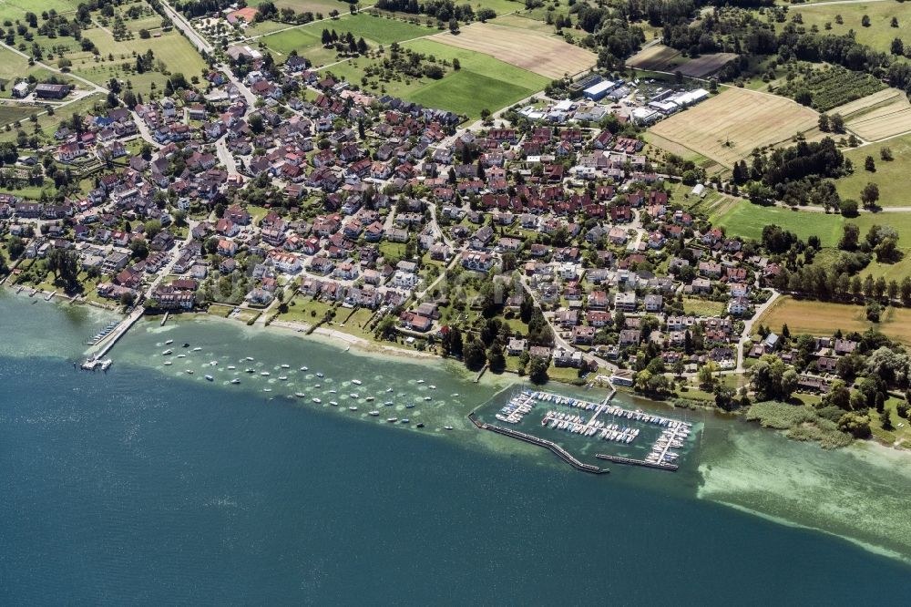 Luftbild Dingelsdorf - Ortskern am Uferbereich des Bodensee in Dingelsdorf im Bundesland Baden-Württemberg, Deutschland