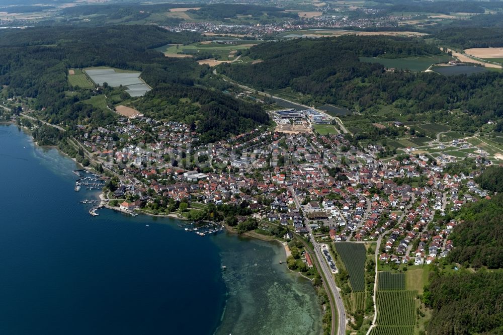 Ludwigshafen von oben - Ortskern am Uferbereich des Bodensee in Ludwigshafen im Bundesland Baden-Württemberg, Deutschland