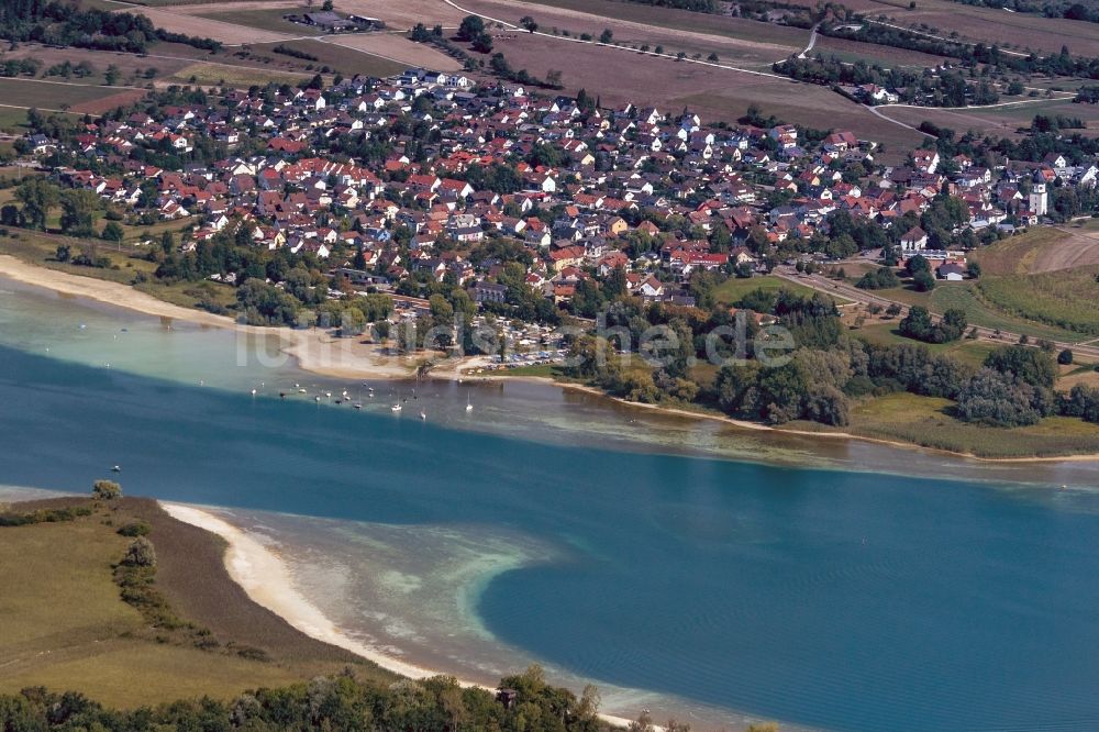 Markelfingen von oben - Ortskern am Uferbereich des Bodensee in Markelfingen im Bundesland Baden-Württemberg, Deutschland