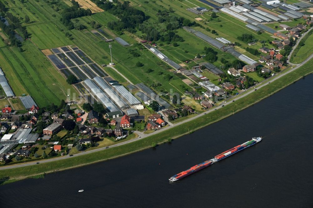 Luftaufnahme Hamburg Warwisch - Ortskern am Uferbereich des Elbe - Flußverlaufes in Hamburg Warwisch im Bundesland Hamburg