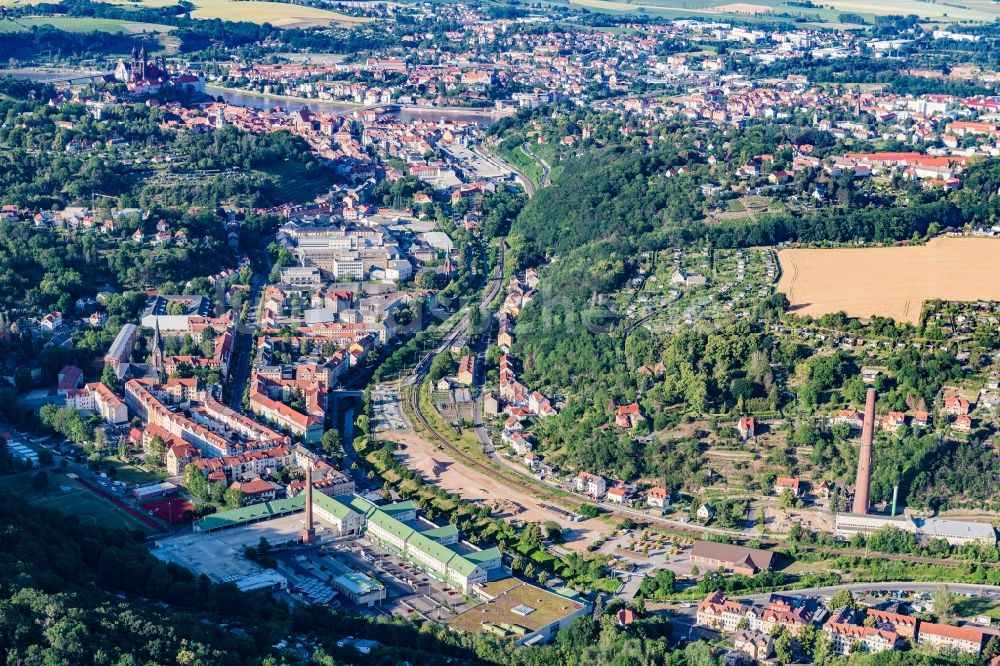 Luftbild Meißen - Ortskern am Uferbereich des Elbe - Flußverlaufes in Meißen Rauenthal im Bundesland Sachsen, Deutschland