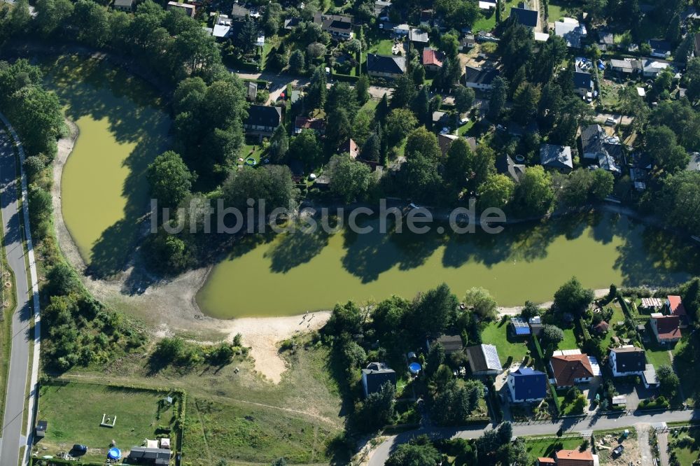 Luftbild Vogelsdorf - Ortskern am Uferbereich des Krummer Sees in Vogelsdorf im Bundesland Brandenburg