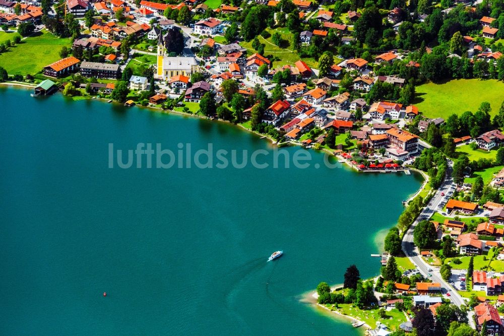 Luftbild Schliersee - Ortskern am Uferbereich des Schliersees in Schliersee im Bundesland Bayern, Deutschland