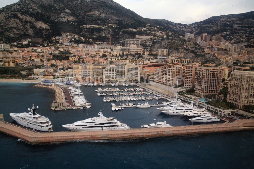 Monaco von oben - Ortsteil Fontvieille in Monaco und Hafen Port de Cap d'Ail Frankreich