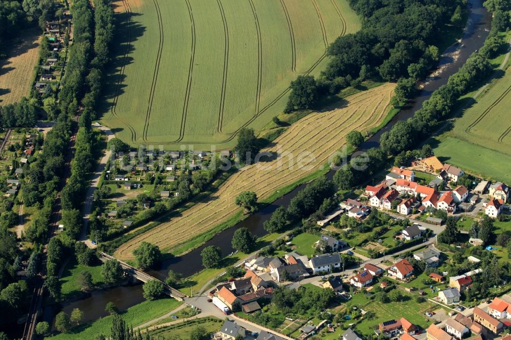 Wünschendorf/Elster aus der Vogelperspektive: Ortsteil Mehlitz von Wünschendorf/Elster im Bundesland Thüringen