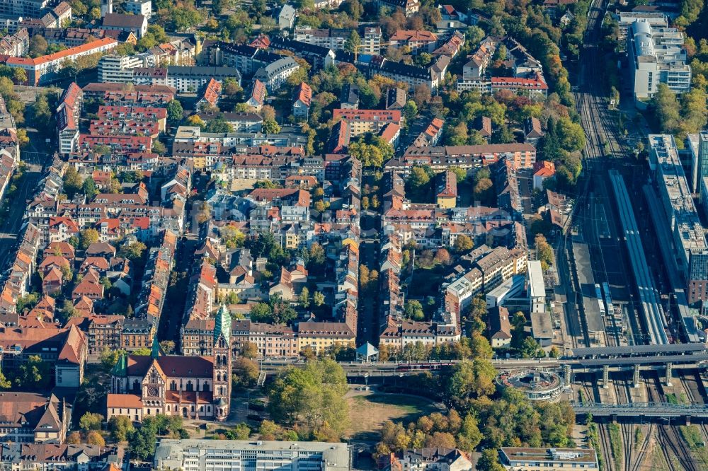 Freiburg im Breisgau aus der Vogelperspektive: Ortsteil Stühlinger in Freiburg im Breisgau im Bundesland Baden-Württemberg, Deutschland