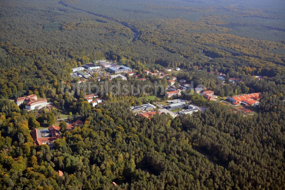 Luftaufnahme Wandlitz - Ortsteil Waldsiedlung mit Gewerbegebiet und Wohnsiedlungen in Wandlitz im Bundesland Brandenburg