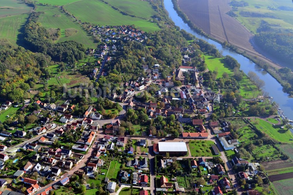 Luftaufnahme Wettin-Löbejün OT Brachwitz - Ortsteilansicht von Brachwitz in Wettin-Löbejün im Bundesland Sachsen-Anhalt