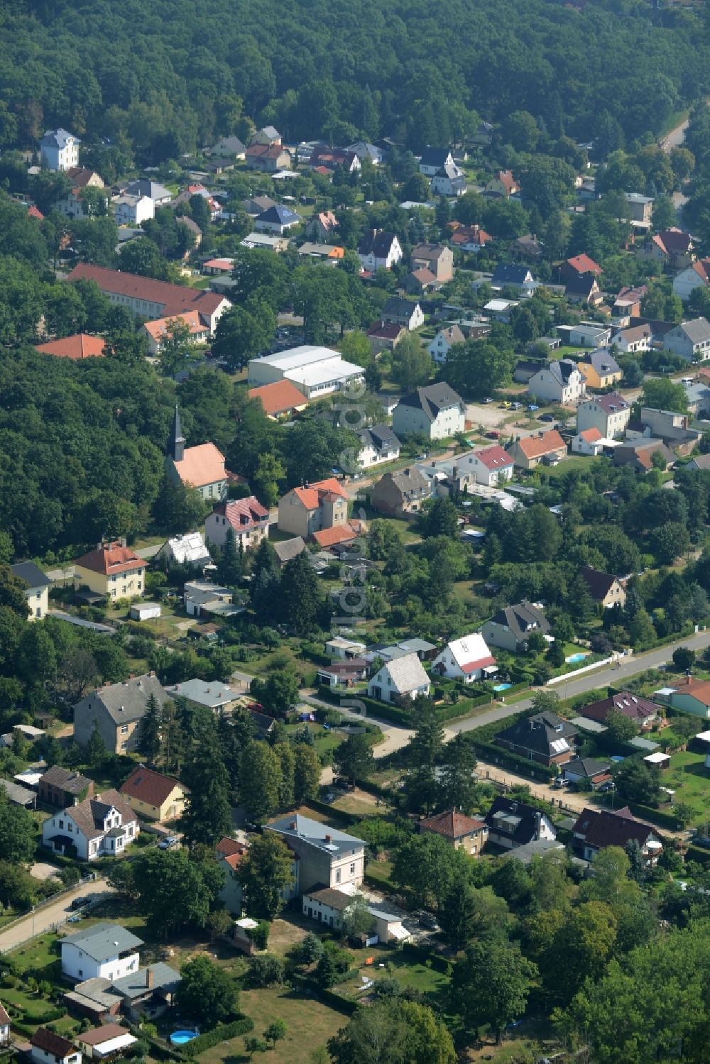 Grünheide (Mark) von oben - Ortsteilansicht von Hangelsberg in der Gemeinde Grünheide (Mark) im Bundesland Brandenburg