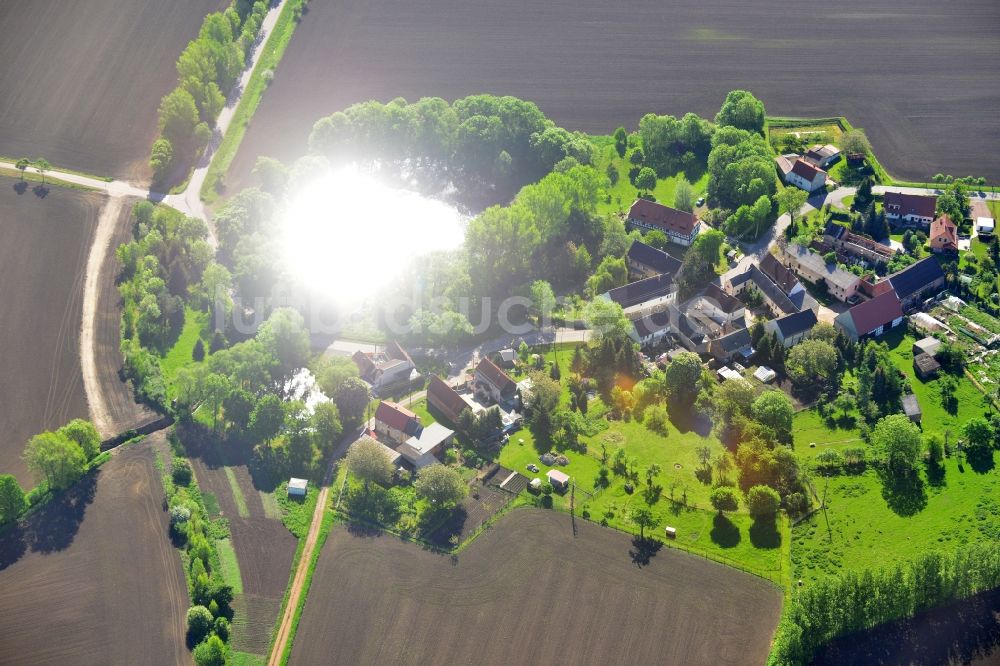 Elsteraue von oben - Ortsteilansicht von Krimmitzschen in der Ortschaft Rehmsdorf in der Gemeinde Elsteraue im Bundesland Sachsen-Anhalt