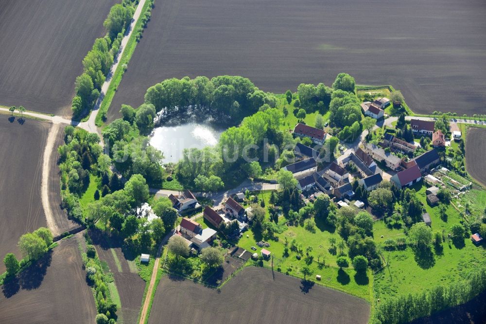 Elsteraue aus der Vogelperspektive: Ortsteilansicht von Krimmitzschen in der Ortschaft Rehmsdorf in der Gemeinde Elsteraue im Bundesland Sachsen-Anhalt