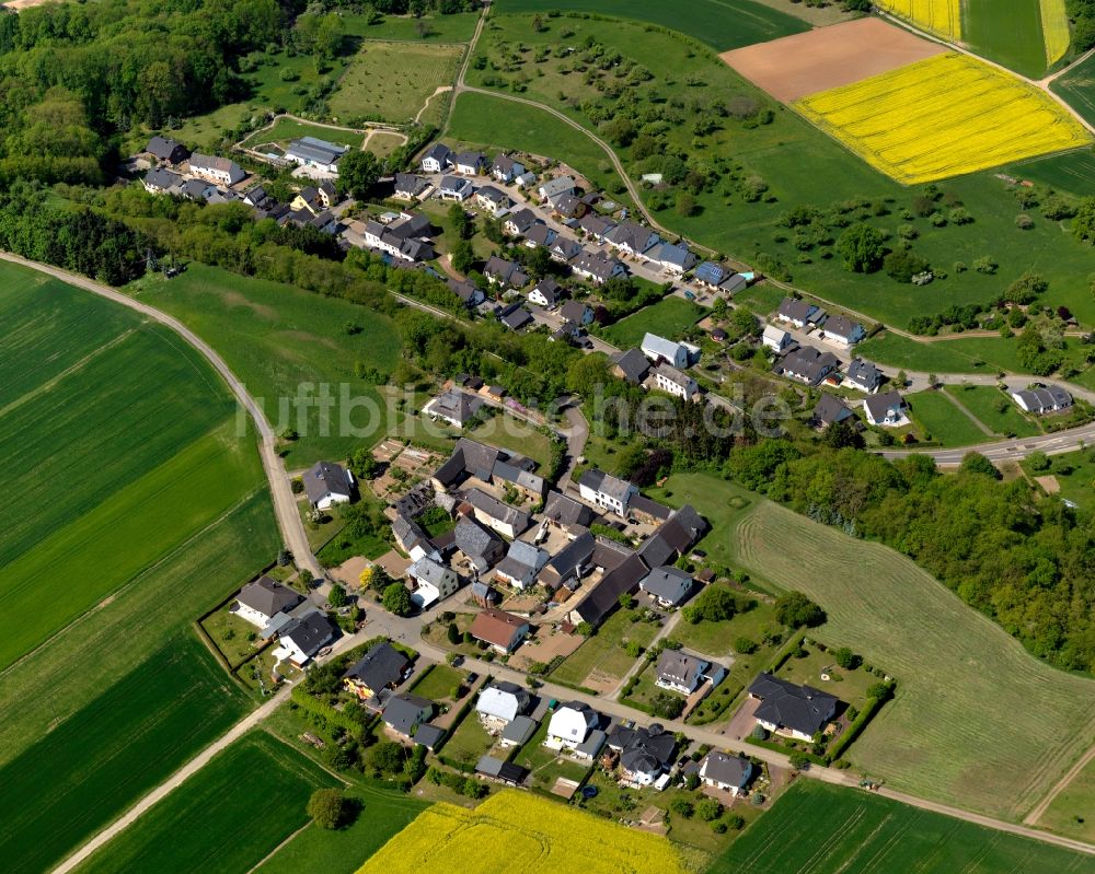 Lehmen von oben - Ortsteilansicht von Lehmerhöfe in der Ortsgemeinde Lehmen im Bundesland Rheinland-Pfalz