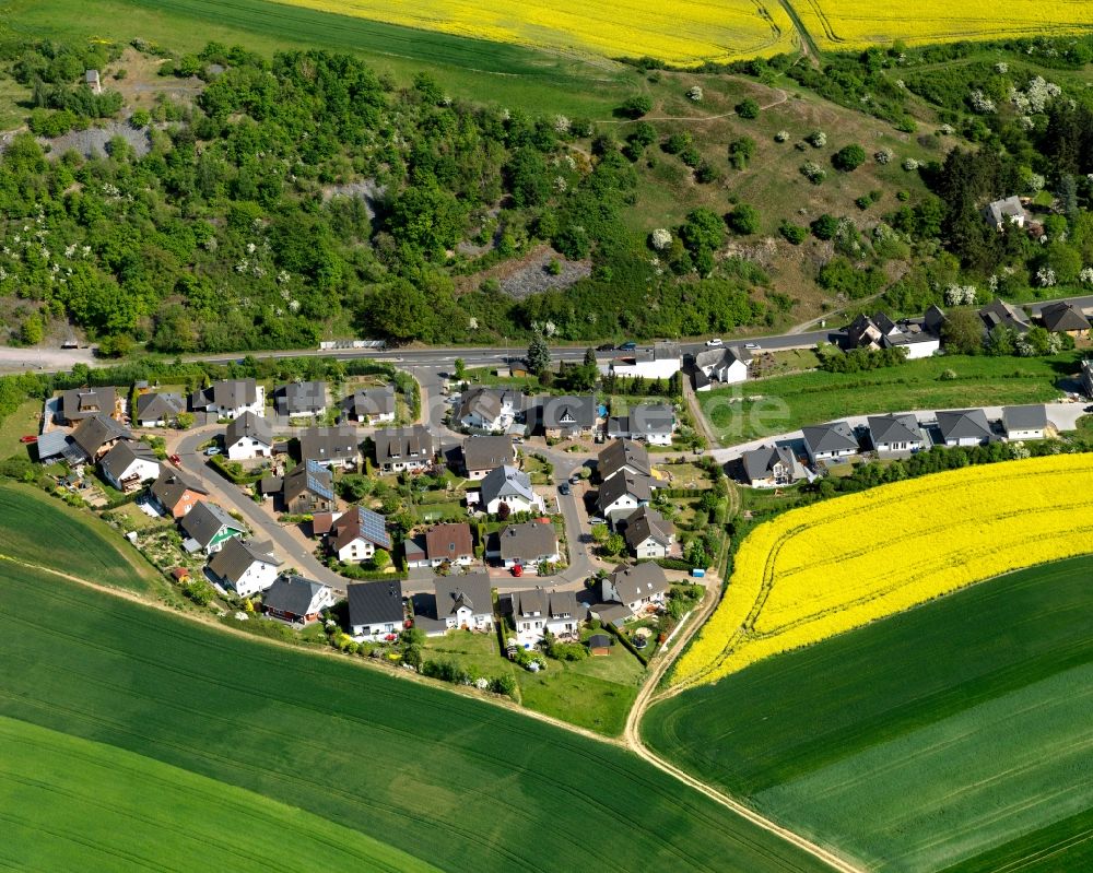 Trimbs von oben - Ortsteilansicht des Nordens der Ortsgemeinde Trimbs im Bundesland Rheinland-Pfalz