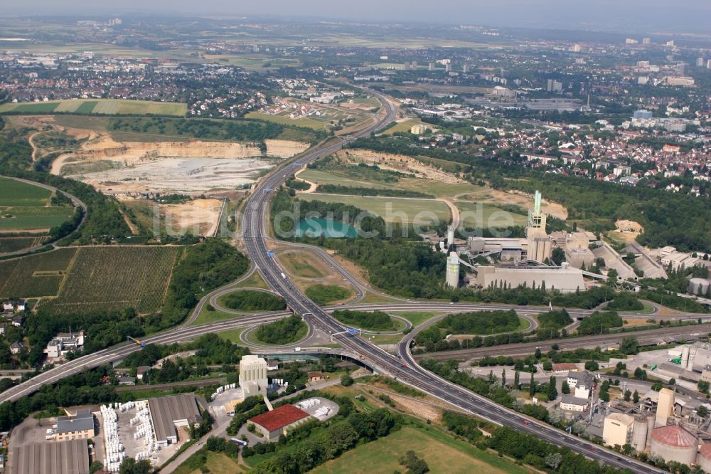 Luftaufnahme Mainz - Ortsteilansicht des Ortsbezirkes Weisenau in Mainz im Bundesland Rheinland-Pfalz