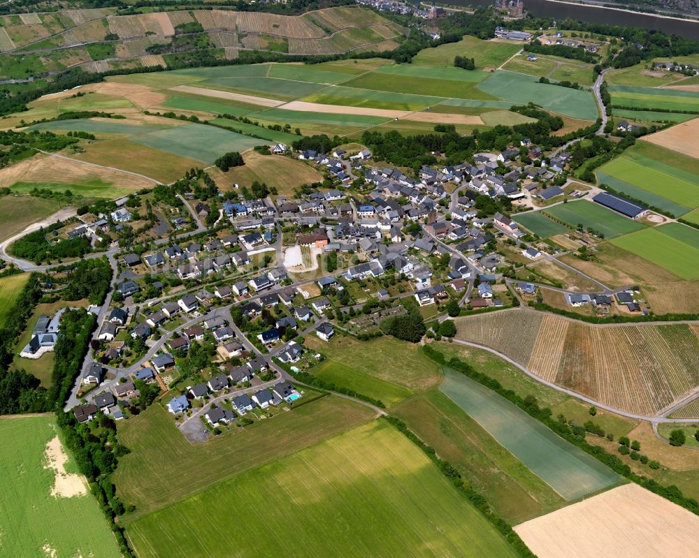 Luftaufnahme Oberwesel - Ortsteilansicht des Stadtteils Dellhofen in Oberwesel im Bundesland Rheinland-Pfalz