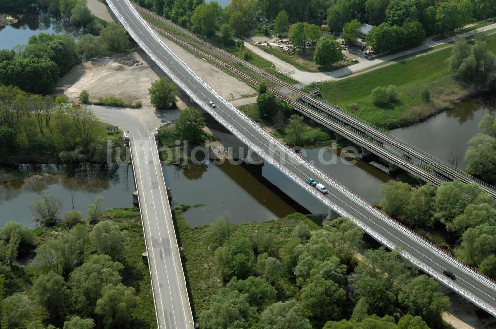 KÜSTRIN von oben - Ortsumfahrung der Bundesstrasse B 1 bei Küstrin bis zum Grenzübergang über die Oder