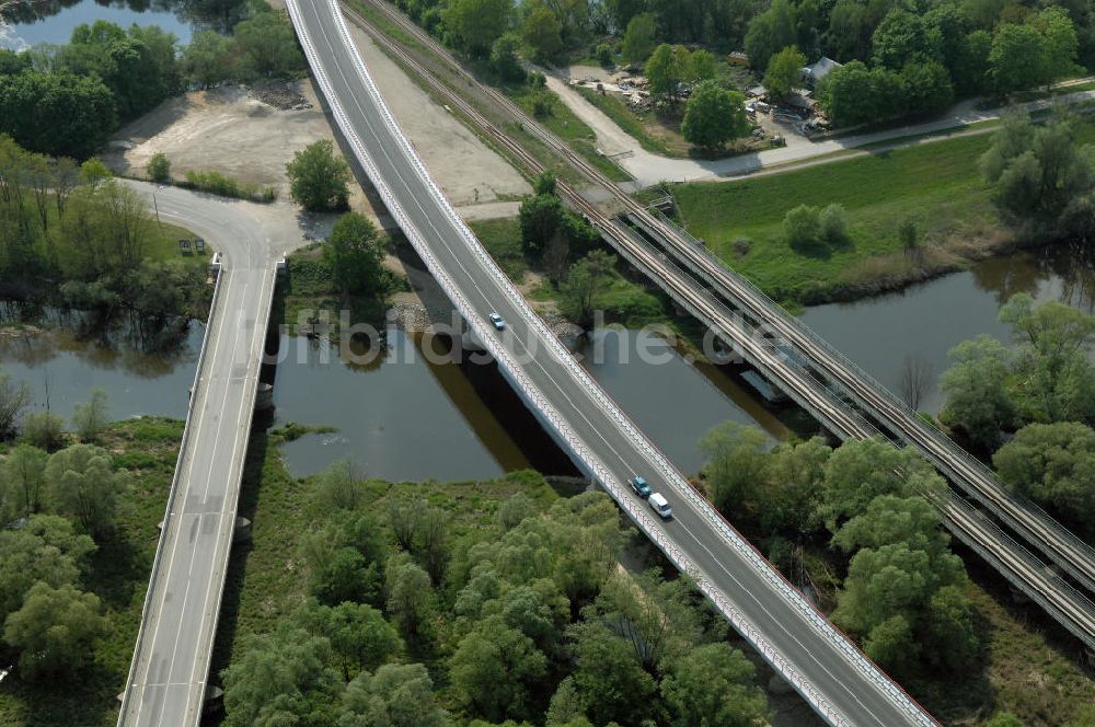 KÜSTRIN aus der Vogelperspektive: Ortsumfahrung der Bundesstrasse B 1 bei Küstrin bis zum Grenzübergang über die Oder