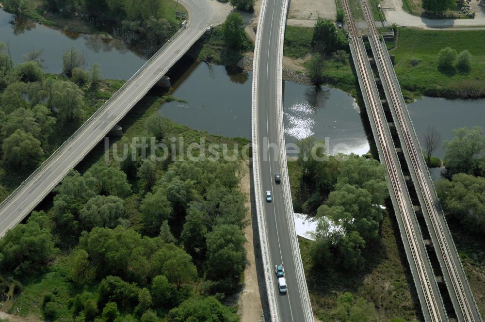 Luftbild KÜSTRIN - Ortsumfahrung der Bundesstrasse B 1 bei Küstrin bis zum Grenzübergang über die Oder