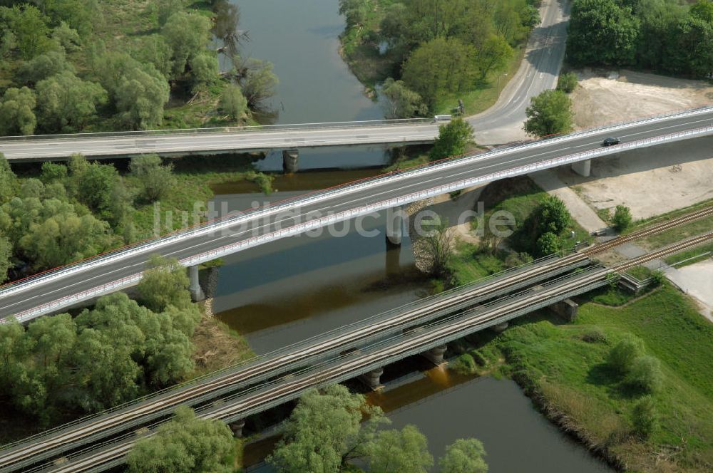 KÜSTRIN von oben - Ortsumfahrung der Bundesstrasse B 1 bei Küstrin bis zum Grenzübergang über die Oder