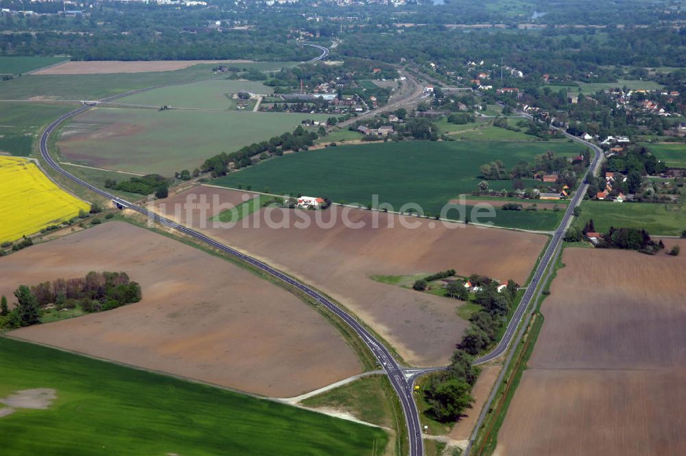 KÜSTRIN von oben - Ortsumfahrung der Bundesstrasse B 1 bei Küstrin bis zum Grenzübergang über die Oder