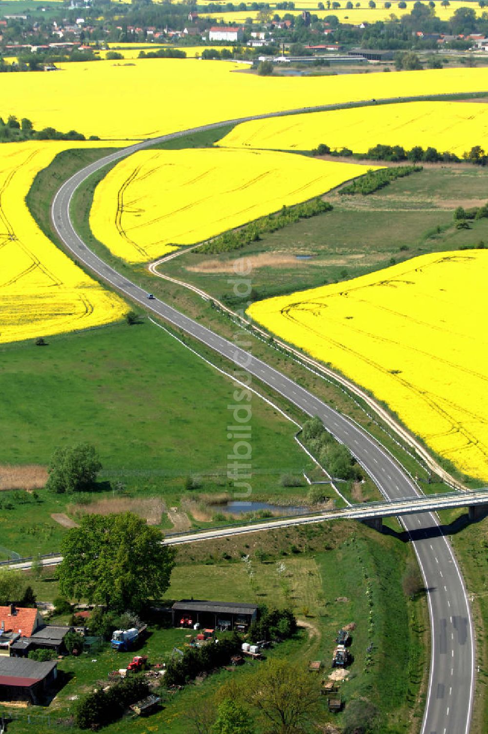 Luftaufnahme GRAMZOW - Ortsumfahrung der Bundesstrasse B 166 nördlich von Gramzow