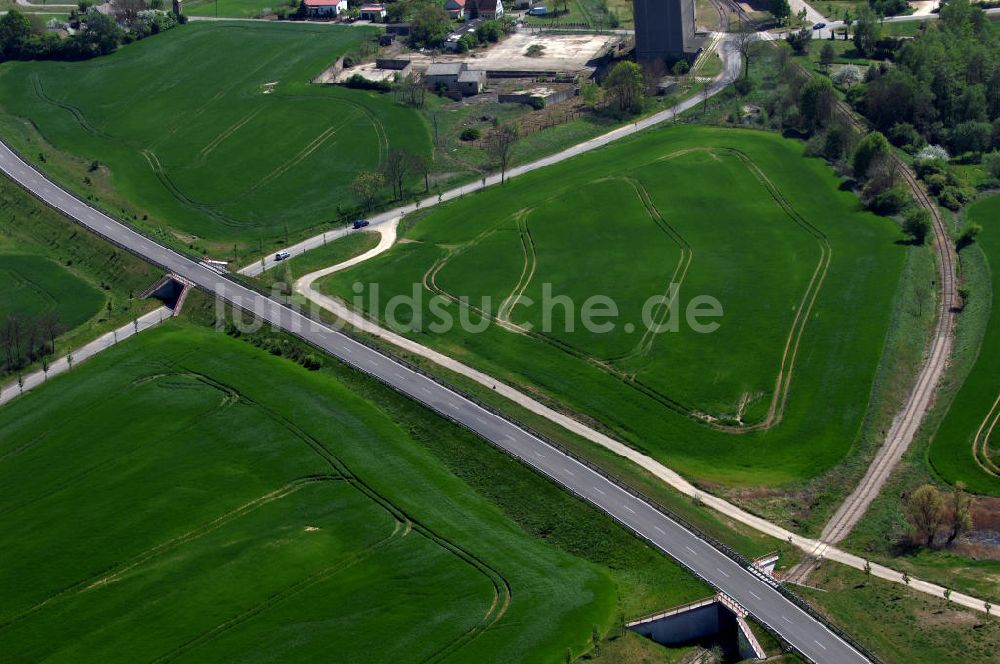 GRAMZOW von oben - Ortsumfahrung der Bundesstrasse B 166 nördlich von Gramzow