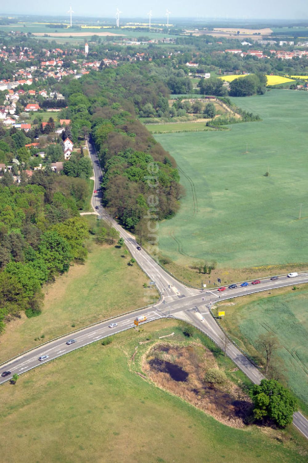 MÜNCHEBERG von oben - Ortsumfahrung der Bundesstrasse B 1 südlich von Müncheberg