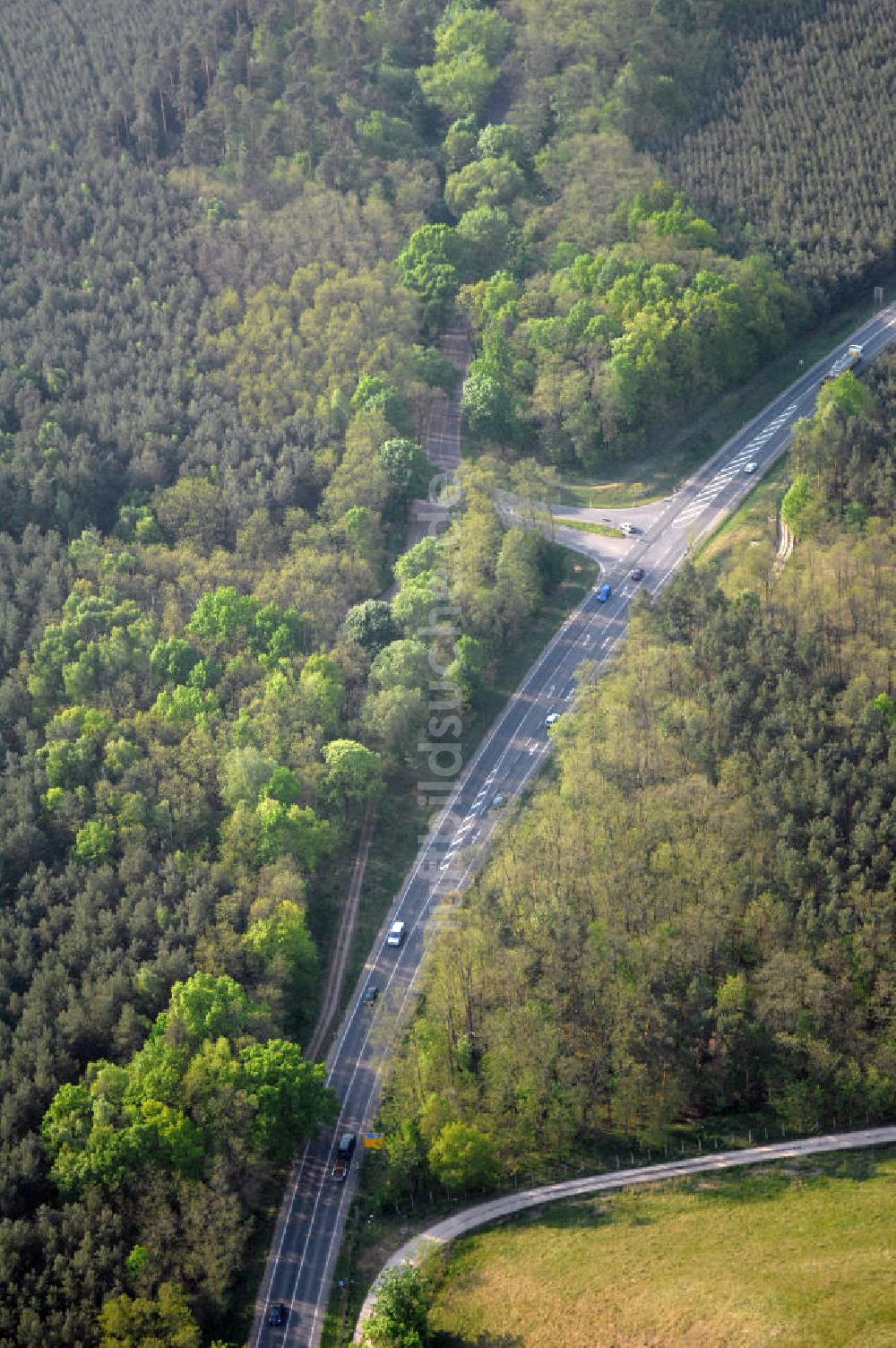 FÜRSTENWALDE von oben - Ortsumfahrung der Bundesstrasse B 168 östlich von Fürstenwalde