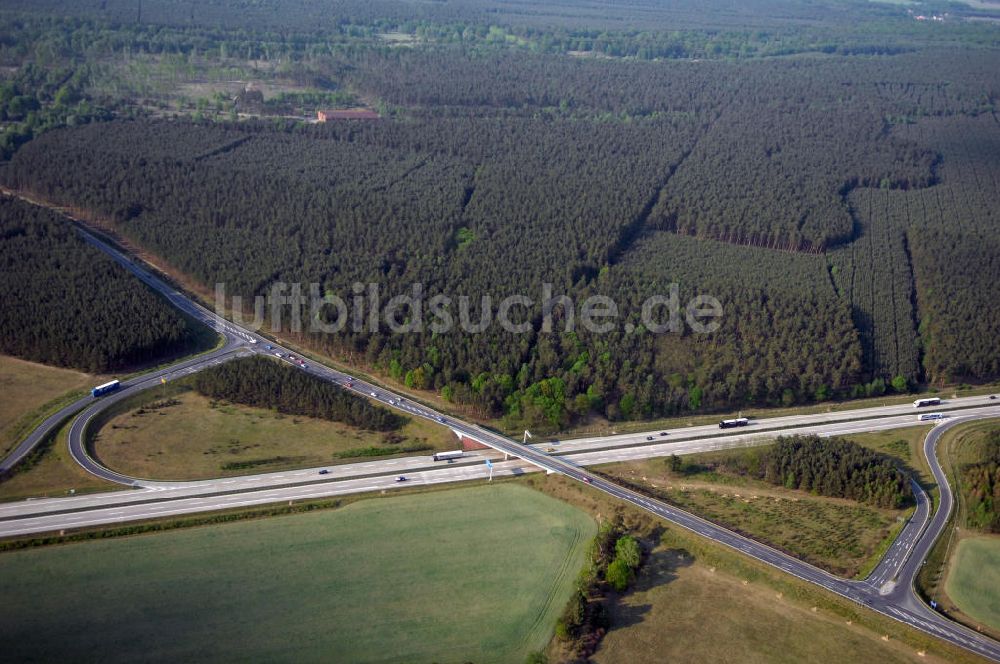 FÜRSTENWALDE aus der Vogelperspektive: Ortsumfahrung der Bundesstrasse B 168 östlich von Fürstenwalde