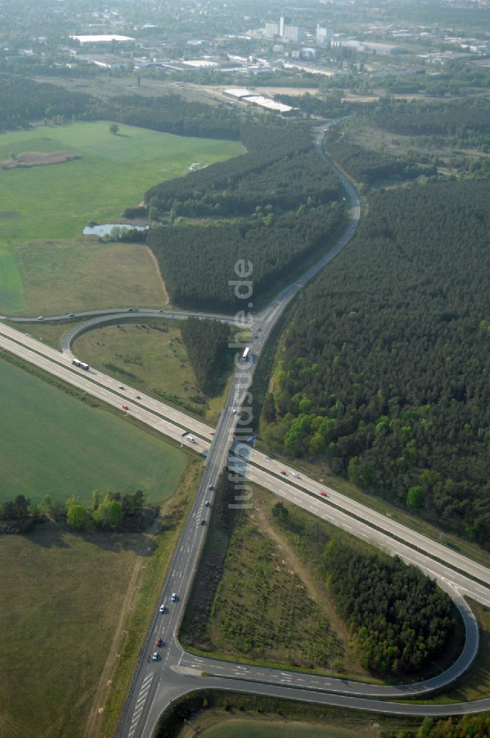 Luftaufnahme FÜRSTENWALDE - Ortsumfahrung der Bundesstrasse B 168 östlich von Fürstenwalde