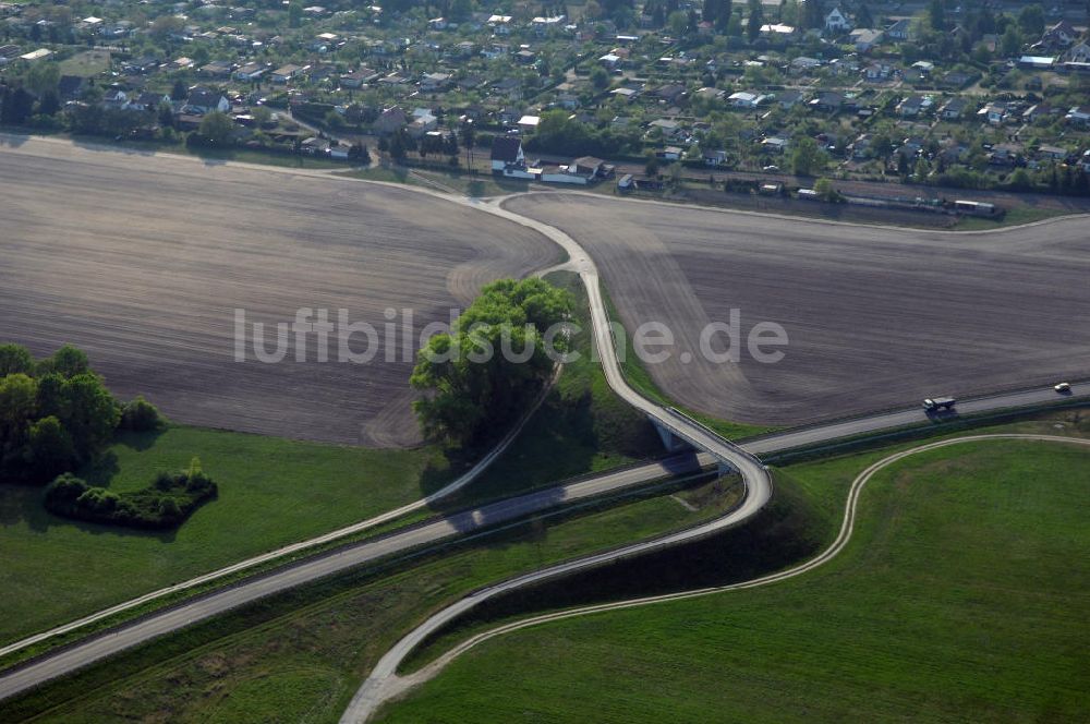 FÜRSTENWALDE von oben - Ortsumfahrung der Bundesstrasse B 168 östlich von Fürstenwalde