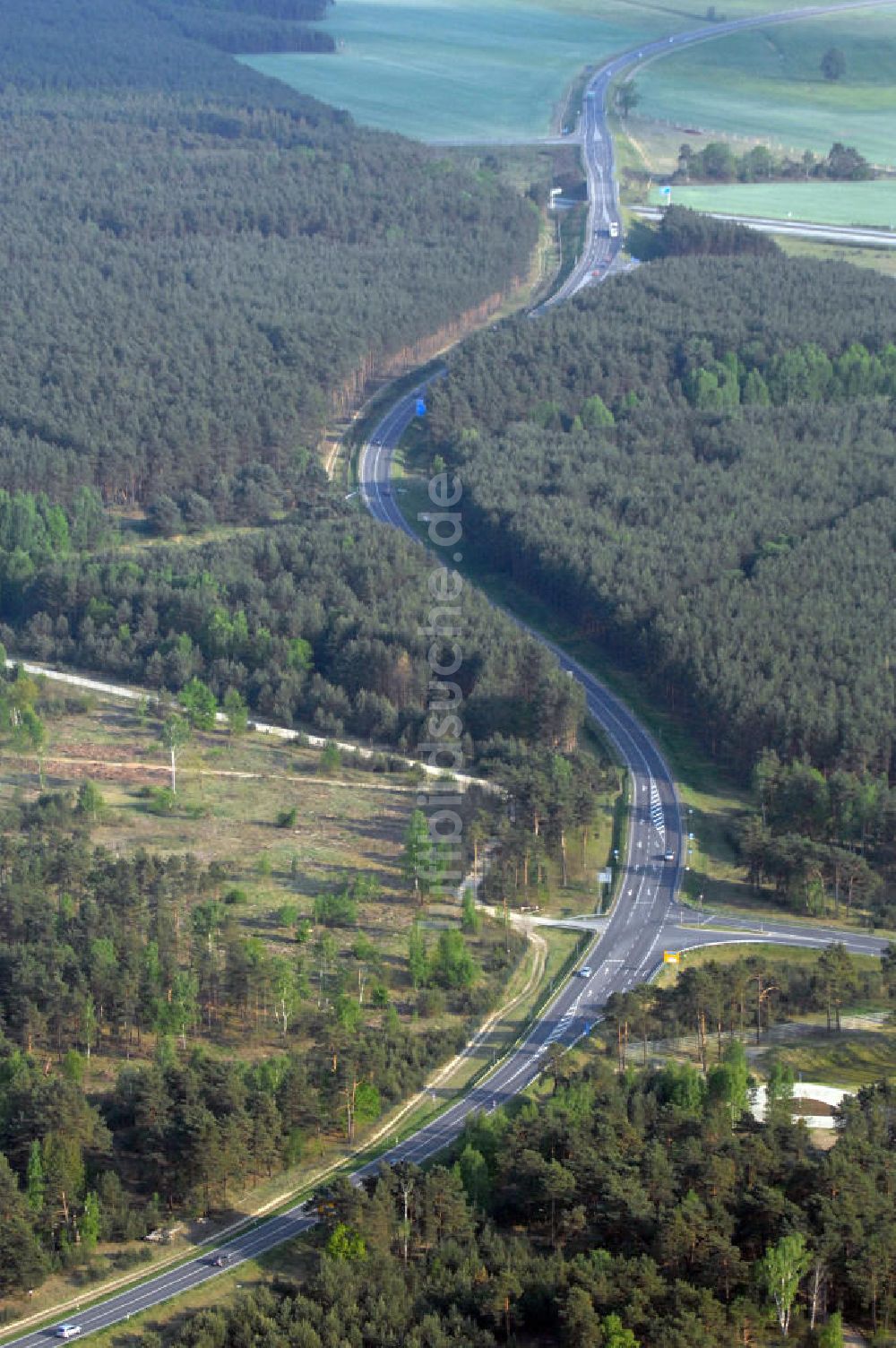 FÜRSTENWALDE von oben - Ortsumfahrung der Bundesstrasse B 168 östlich von Fürstenwalde