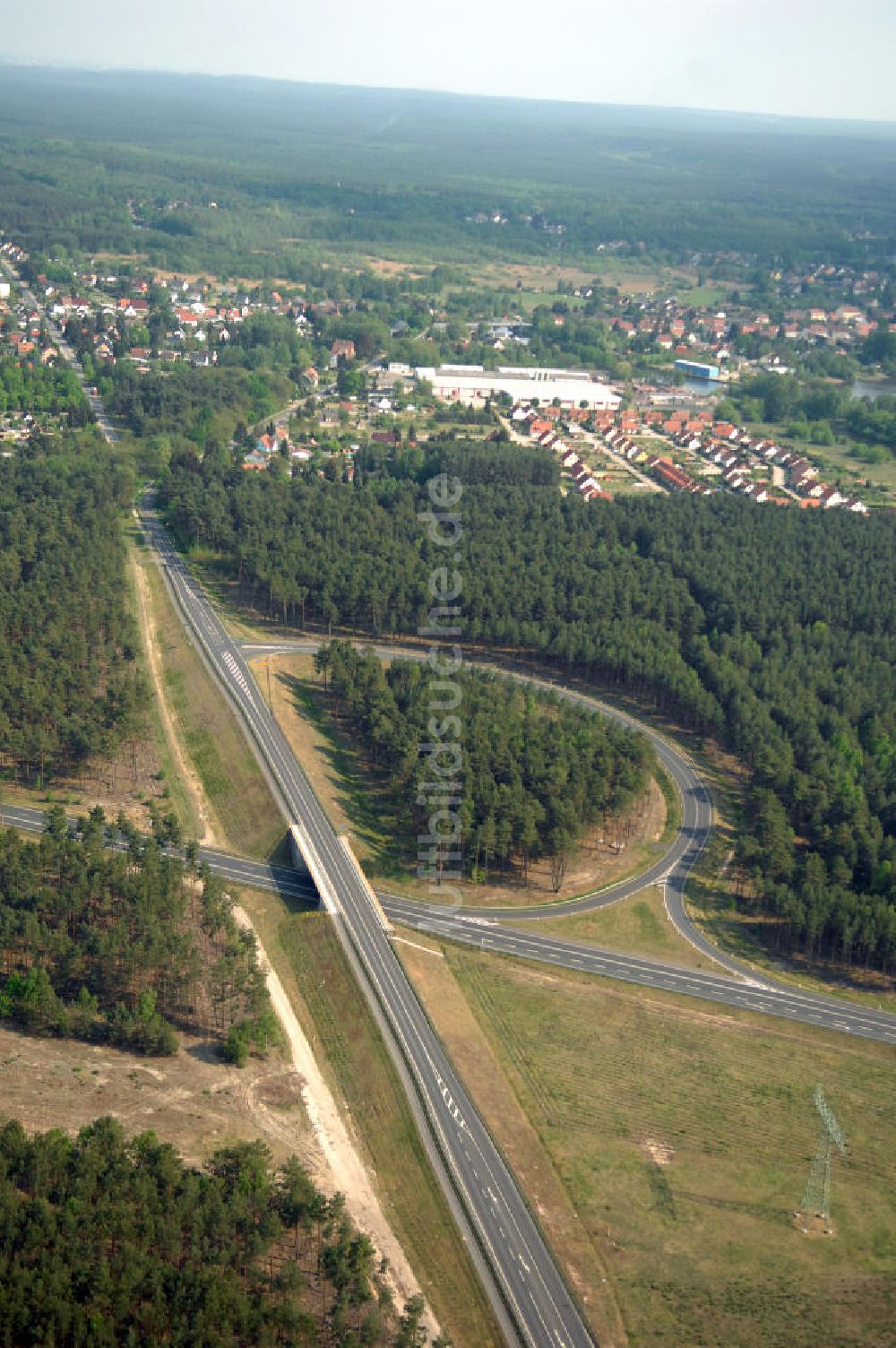 MÜLLROSE von oben - Ortsumfahrung der Bundesstrasse B 87 westlich von Müllrose