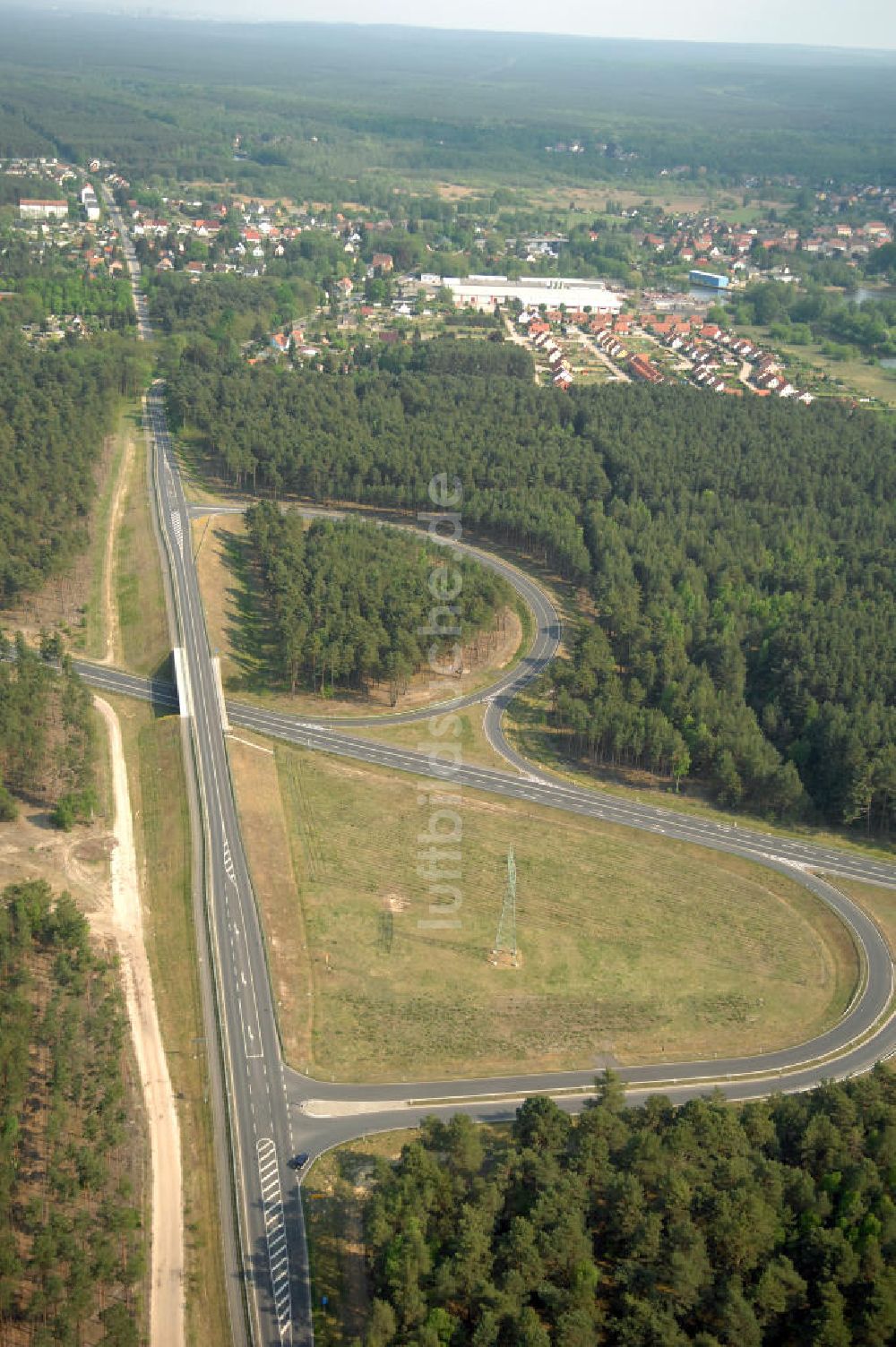 MÜLLROSE aus der Vogelperspektive: Ortsumfahrung der Bundesstrasse B 87 westlich von Müllrose