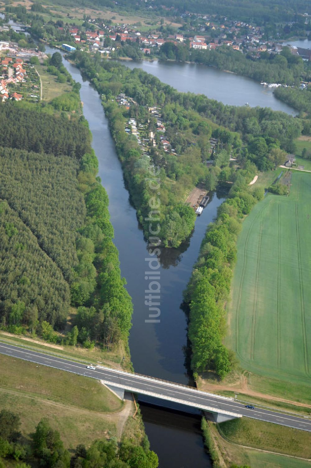 MÜLLROSE von oben - Ortsumfahrung der Bundesstrasse B 87 westlich von Müllrose