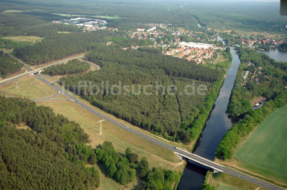 MÜLLROSE aus der Vogelperspektive: Ortsumfahrung der Bundesstrasse B 87 westlich von Müllrose