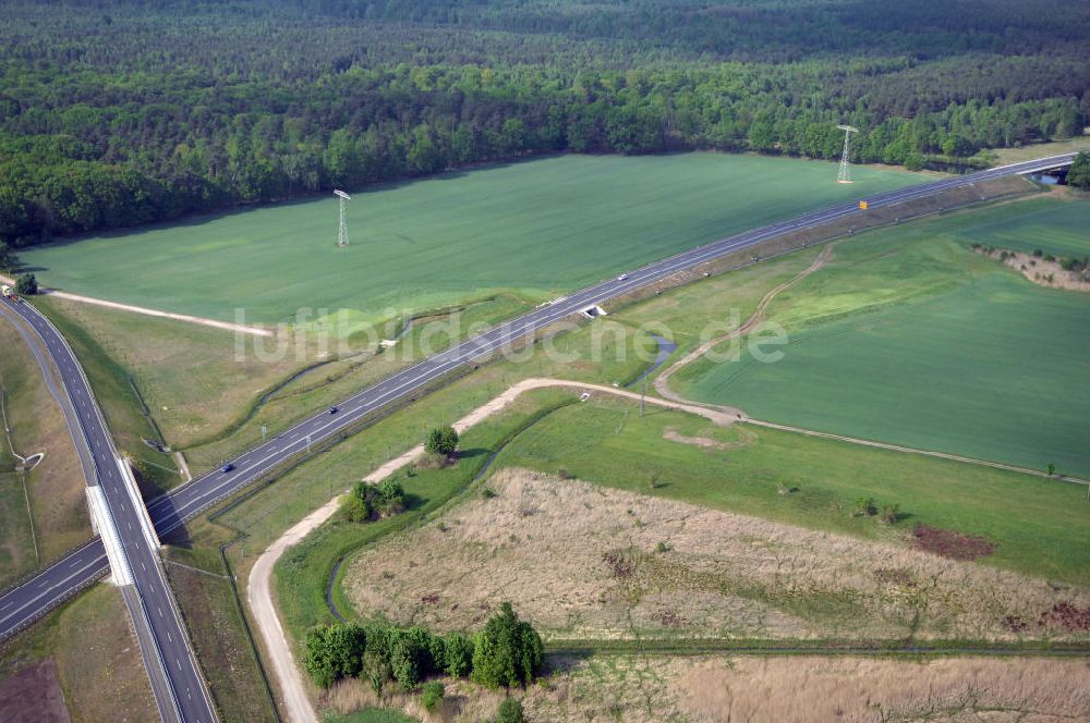 MÜLLROSE von oben - Ortsumfahrung der Bundesstrasse B 87 westlich von Müllrose