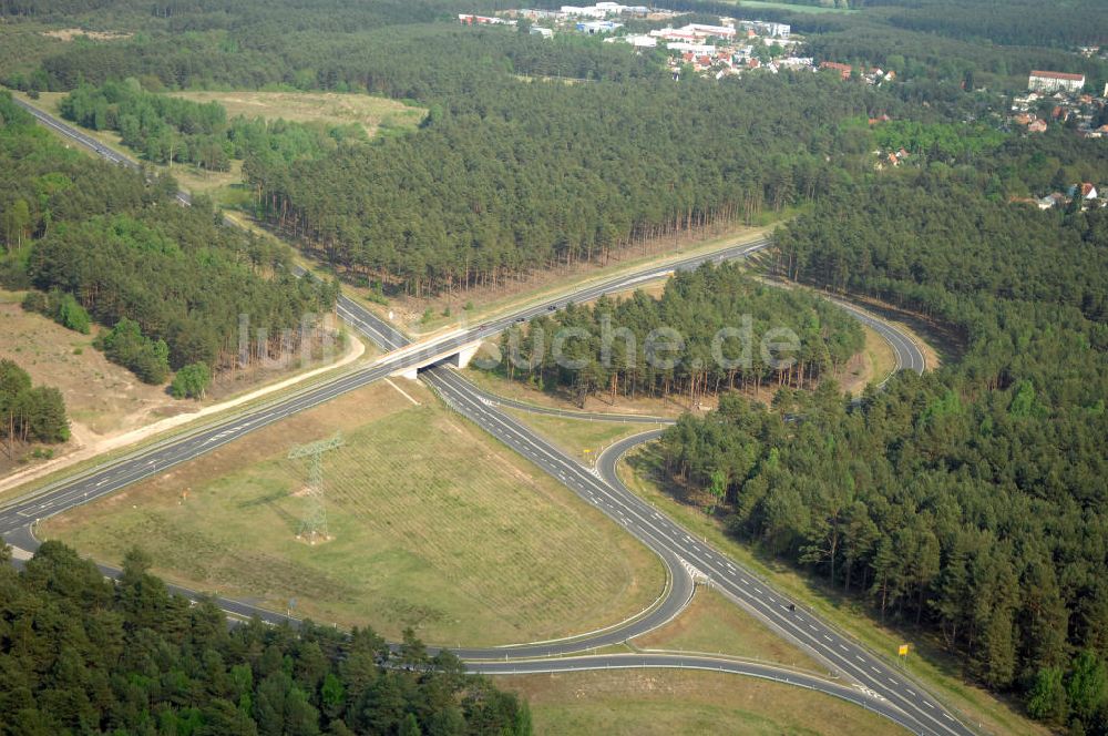 MÜLLROSE von oben - Ortsumfahrung der Bundesstrasse B 87 westlich von Müllrose