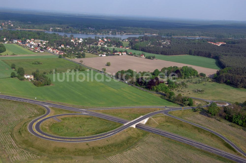 MÜLLROSE von oben - Ortsumfahrung der Bundesstrasse B 87 westlich von Müllrose