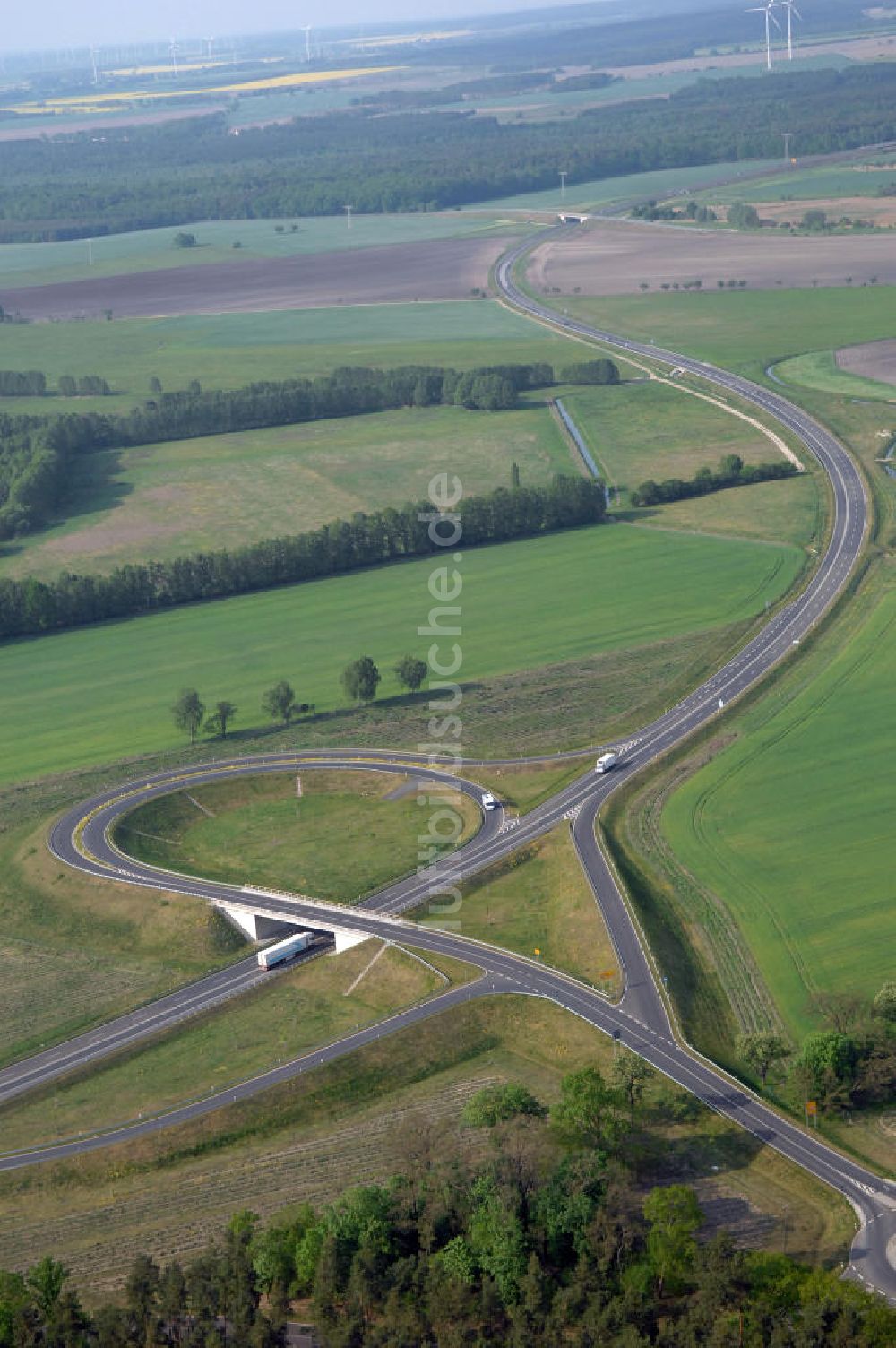 MÜLLROSE aus der Vogelperspektive: Ortsumfahrung der Bundesstrasse B 87 westlich von Müllrose