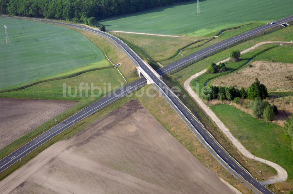 MÜLLROSE von oben - Ortsumfahrung der Bundesstrasse B 87 westlich von Müllrose