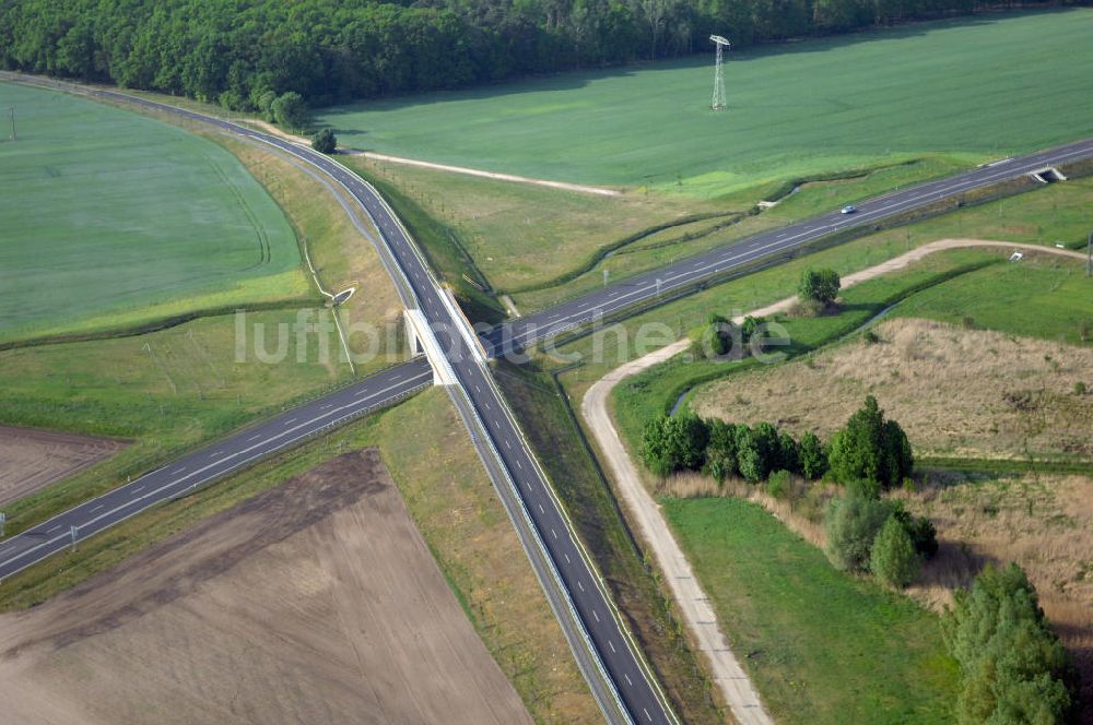 MÜLLROSE aus der Vogelperspektive: Ortsumfahrung der Bundesstrasse B 87 westlich von Müllrose