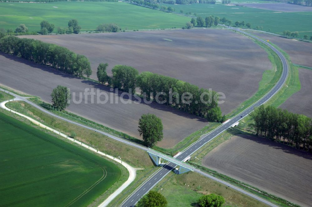 SEELOW von oben - Ortsumfahrung der Bundesstrasse B 1 westlich von Seelow