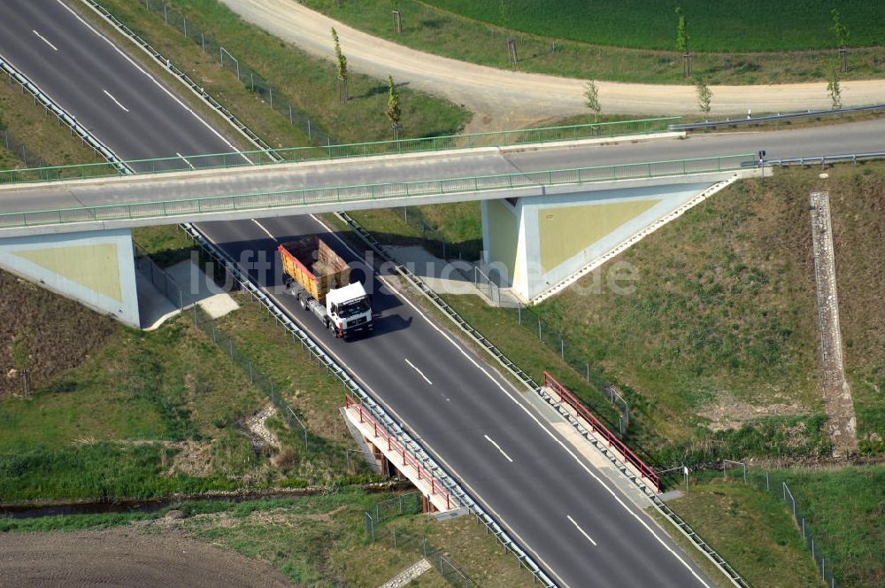 SEELOW von oben - Ortsumfahrung der Bundesstrasse B 1 westlich von Seelow