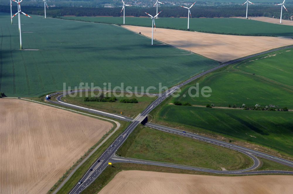 SEELOW von oben - Ortsumfahrung der Bundesstrasse B 1 westlich von Seelow