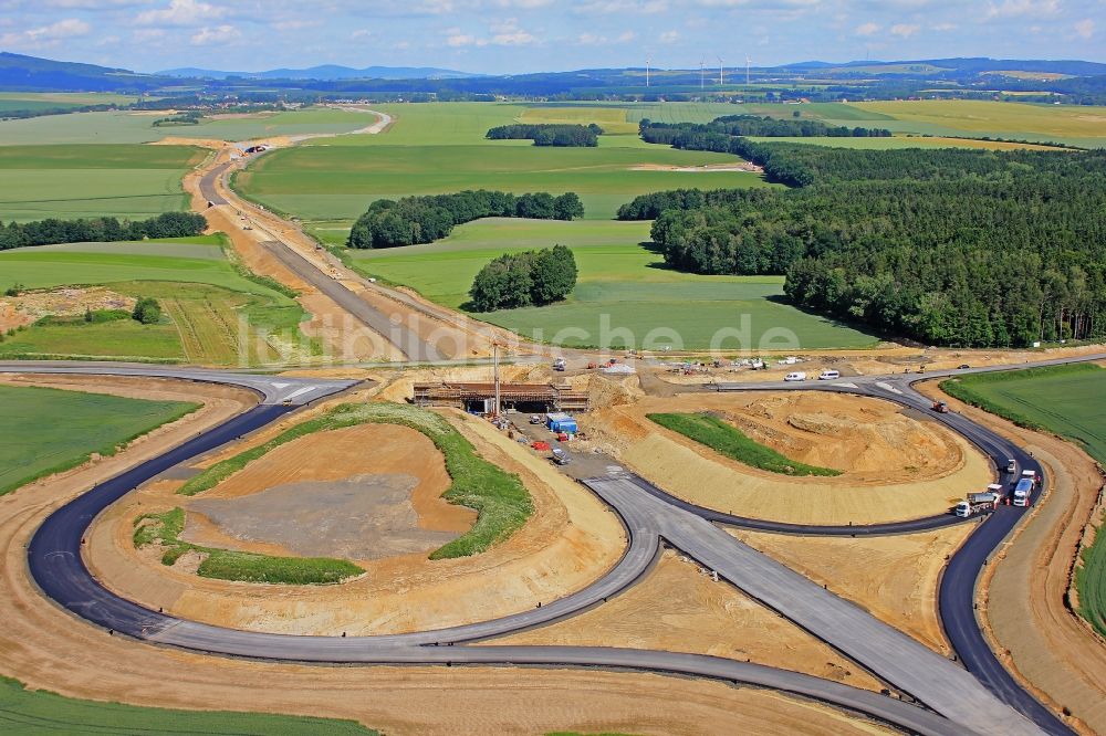 Oderwitz aus der Vogelperspektive: Ortsumgehungs- Baustelle der neuen Bundesstraße B178 am Abzweig bei Oderwitz im Bundesland Sachsen