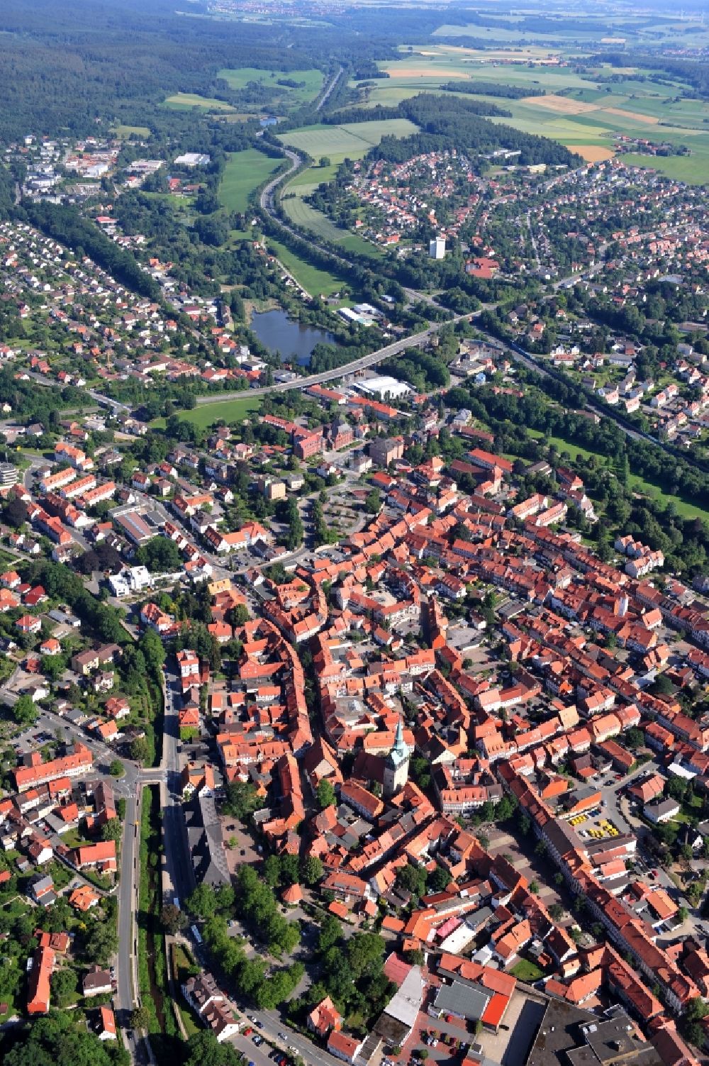 Osterode am Harz von oben - Osterode am Harz im Bundesland Niedersachsen