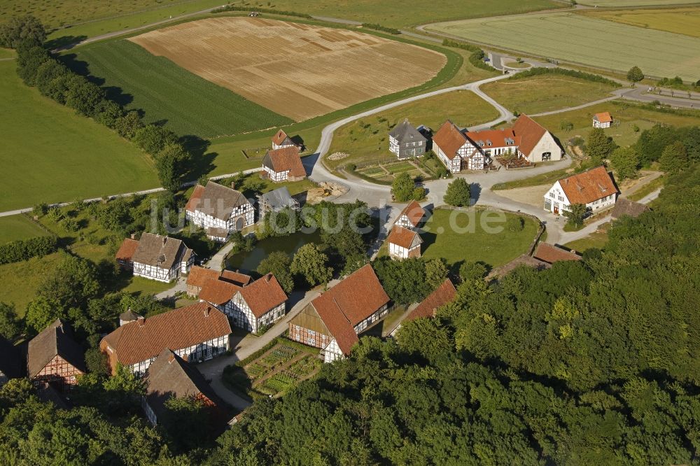 Luftaufnahme Detmold - Paderborner Dorf im LWL- Freilichtmuseum in Detmold in Ostwestfalen-Lippe im Bundesland Nordrhein-Westfalen