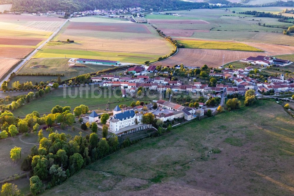 Luftbild Champougny - Palais des Schloss Château de Montbras mit Hostellerie de L'Isle en Bray in Montbras in Grand Est, Frankreich