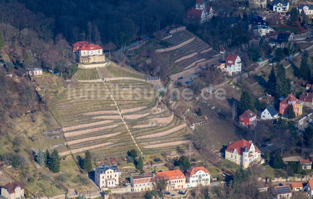 Radebeul aus der Vogelperspektive: Palais des Schloss Friedstein in Radebeul im Bundesland Sachsen, Deutschland